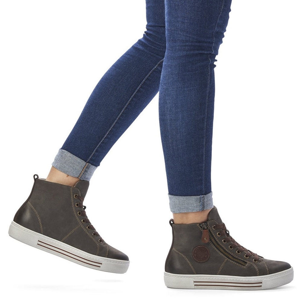 Remonte D0972-46 Grey Fleece Lined High Top Sneakers Women’s 37 Leather Casual